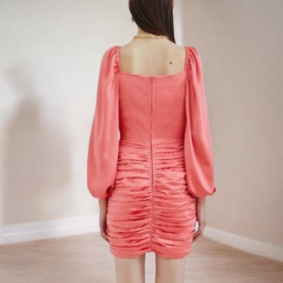 NWT C/meo Collective Contrasting LS Dress Coral - Picture 3 of 4